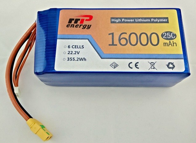 KCのCB ULが付いているUAVのための355.2ワットのリチウム イオン ポリマー充電電池6S1P 16000mAh 22.2V